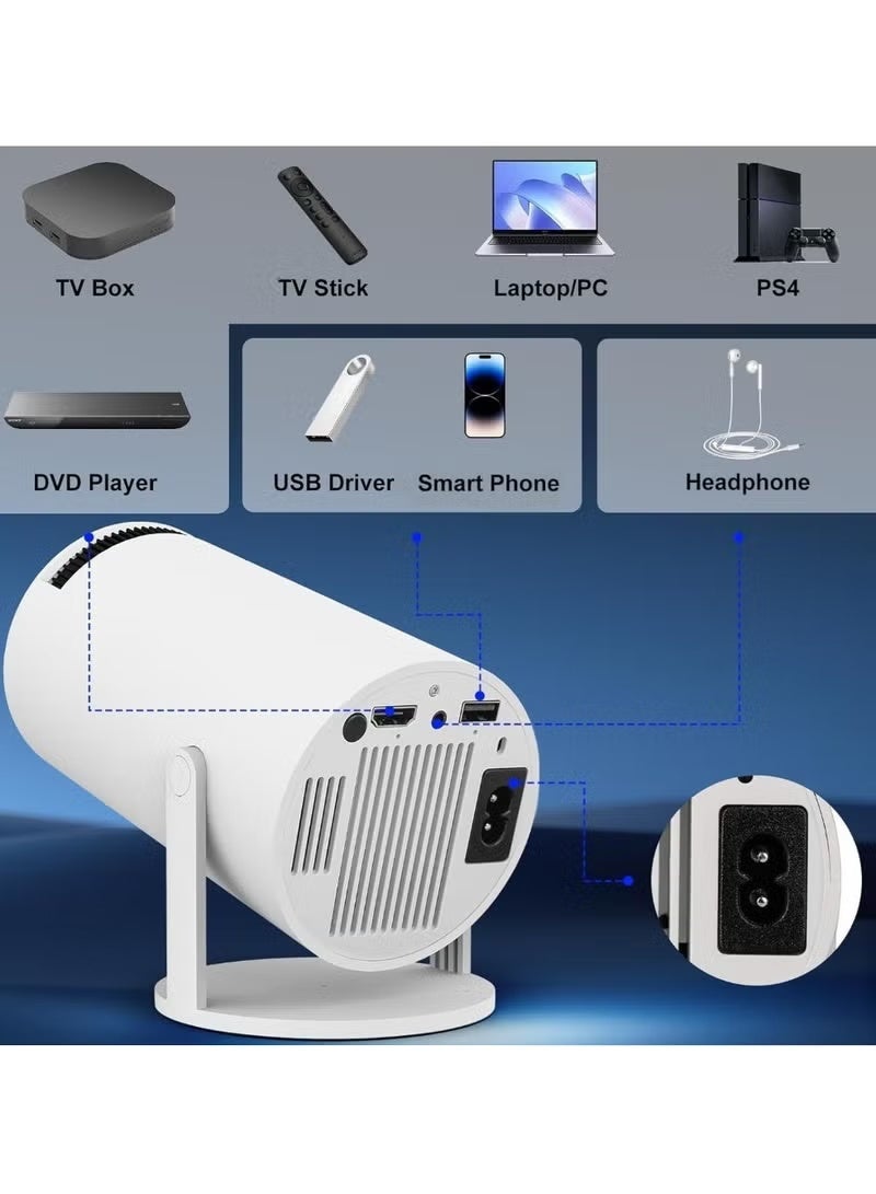 Denx Smart Projector with Android 12, Portable Mini Projector with Wi-Fi & Bluetooth, 1080P Compatible, Auto Keystone, Compact Home Cinema for Movies, Streaming, Gaming & Presentations - Image 4